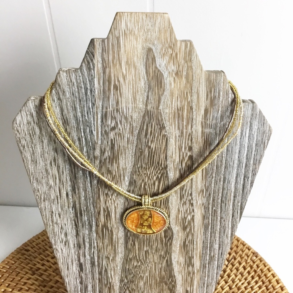 Vintage Pendant Necklace Beaded